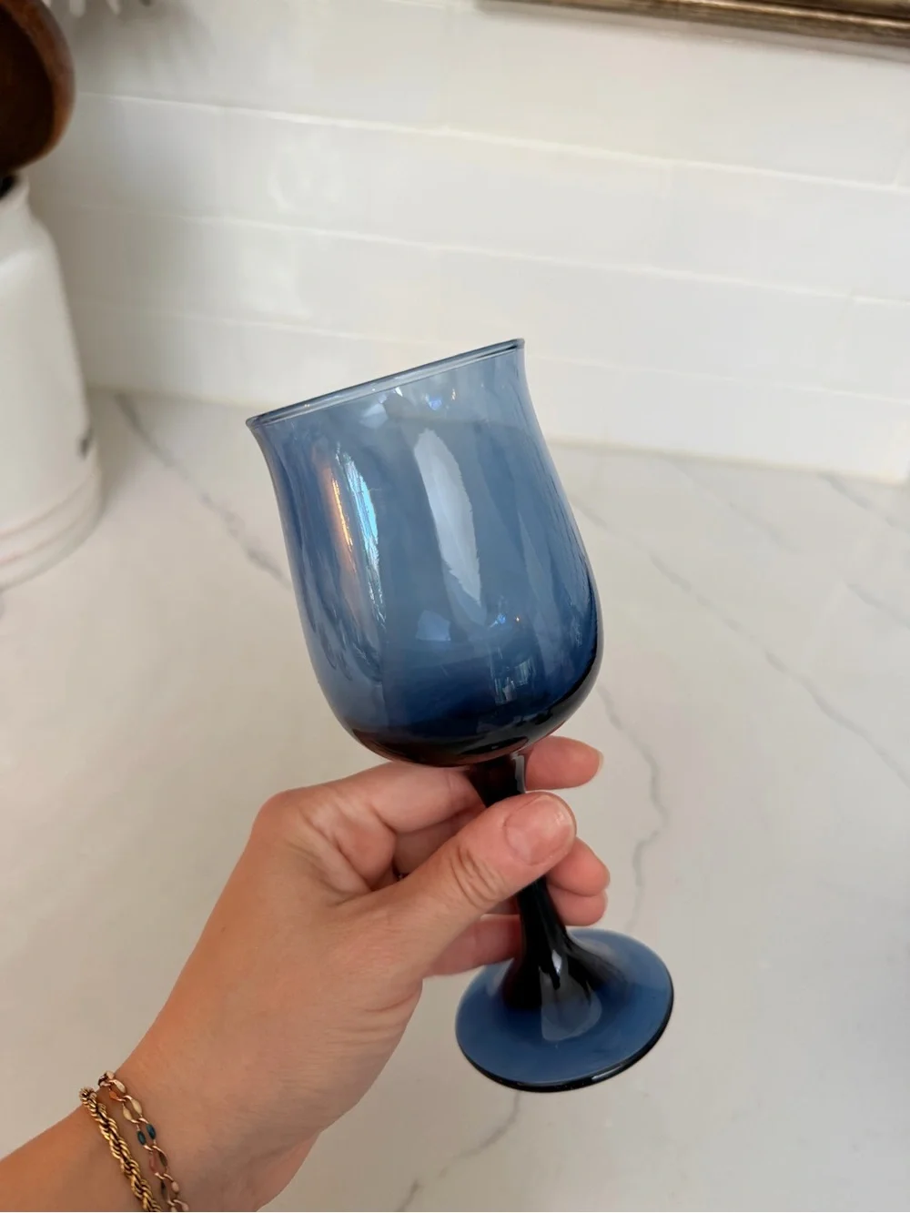 Libbey Blue Stemmed Wine Glasses - Set of 4